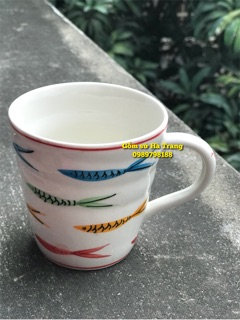 Cốc lipton gốm sứ Bát Tràng cao cấp vẽ cá màu