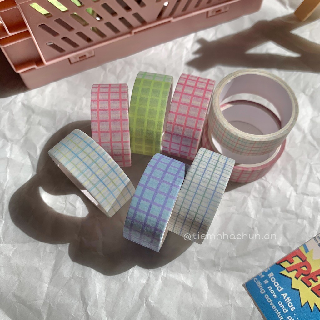 SET 4 CUỘN WASHI TAPE KẺ CARO XINH XẮN (ảnh thật) - Tiệm nhà Chun