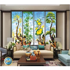 Tranh đính đá,tranh thêu tứ quý tùng cúc trúc mai y8085 (146 x100) mn0135 (146×100) LV040 (164×100) LV445(132×90) VS105