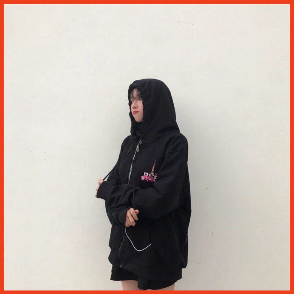 Áo khoác nữ form rộng đi học hoodie nữ form rộng có dây kéo TOKYO