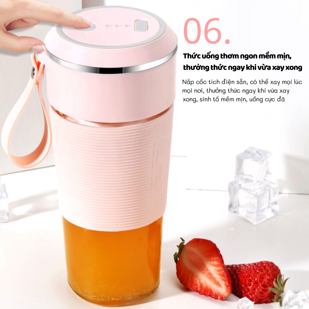 Máy xay sinh tố cầm tay mini cao cấp JUICER [LOẠI 1] xay thịt đá dao 6 lưỡi Công Suất 150W cốc Thuỷ Tinh đa năng