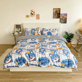 Bộ chăn ga gối cotton poly mèo xanh