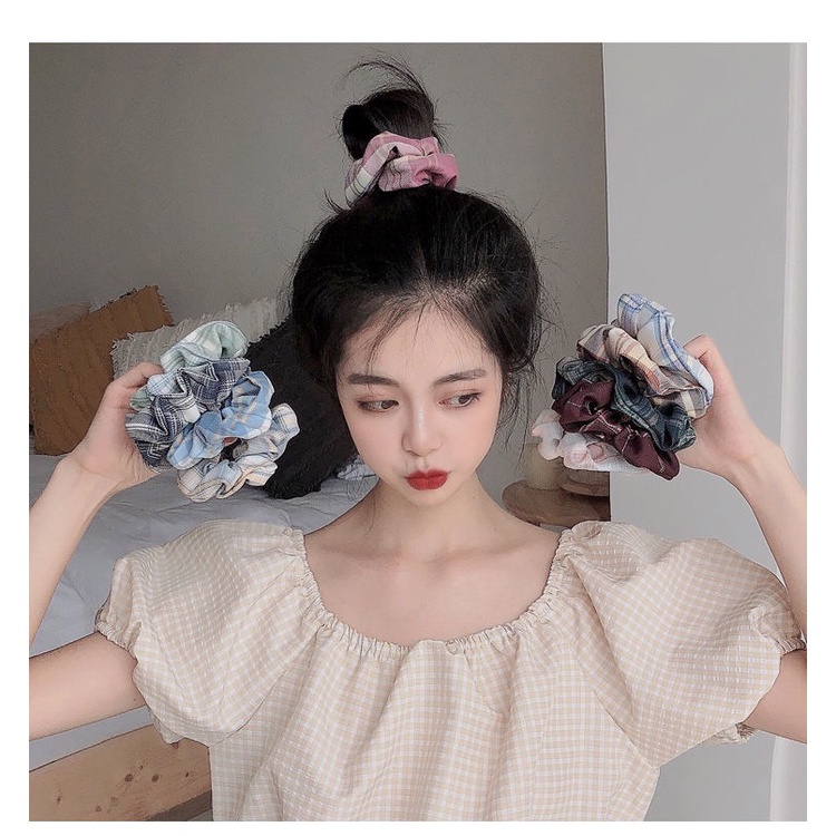 Dây buộc tóc vintage MOKANA nơ đeo tay cột tóc vải thời trang Hàn Quốc DT01