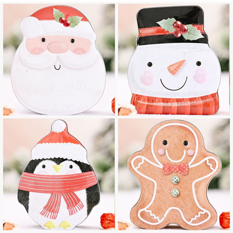 Set 4 Hộp Thiếc Đựng Bánh Quy Chủ Đề Giáng Sinh