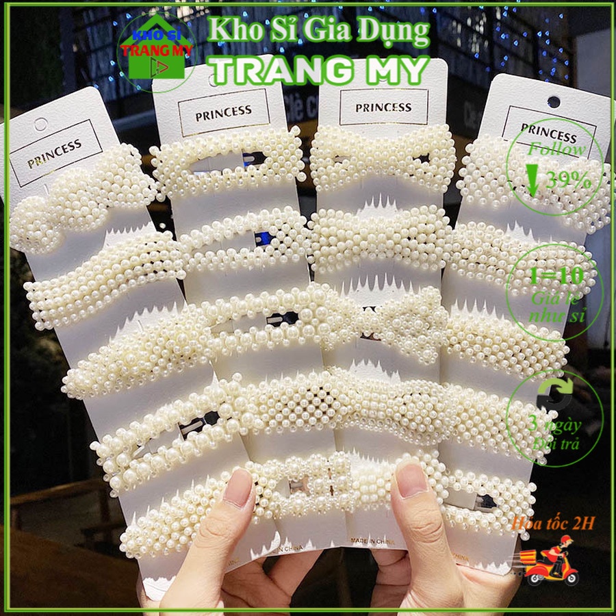 Set Kẹp Tóc Nữ 20 Cái Đính Ngọc Trai Nhân Tạo Thời Trang Kiểu Hàn Quốc Siêu Xinh