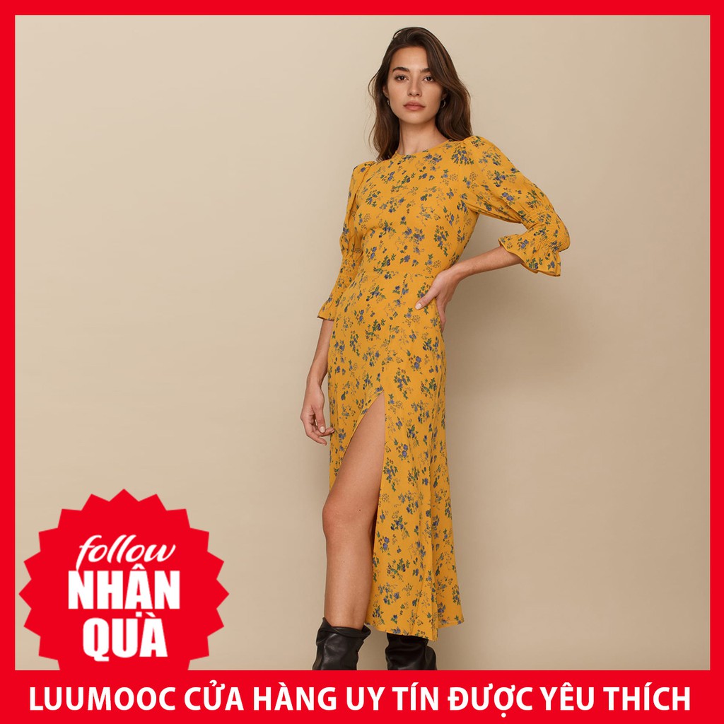 Đầm Zara ôm suông hoa vàng sang đẹp DH5DSDG64N10