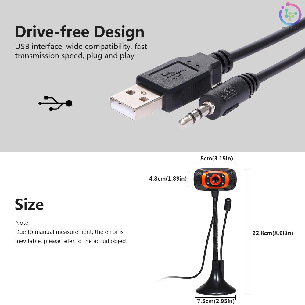 Drive-free Web Camera 480P USB Webcam with Microphone Light Supplement Lamp for Desktop Computer Laptop Plug and Play