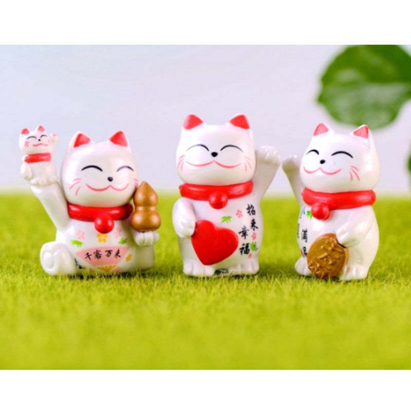 [Mẫu ngẫu nhiên] Mèo thân tài mini trang trí bàn kích thước 3.1x4.3cm