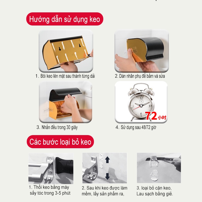 Hộp đựng giấy vệ sinh GUANCHUANG gắn tường không cần khoan tiện dụng