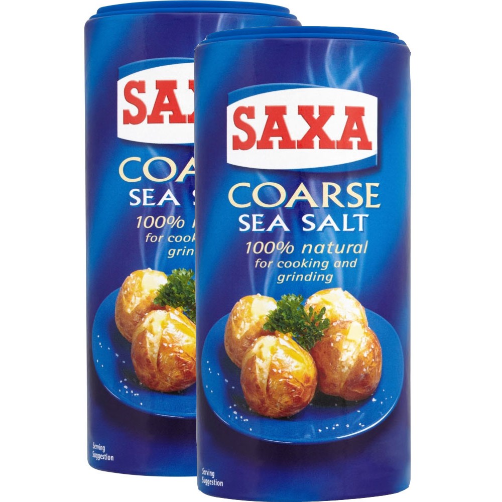 Bộ 2 hộp muối ăn Saxa Coarse Sea Salt - Nhập khẩu chính hãng 350g