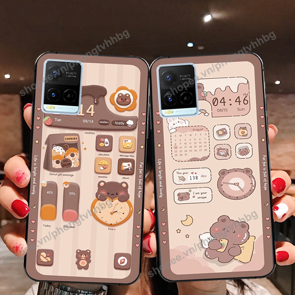 Ốp lưng Vivo Y21 / Y21s / Y33s gấu,thỏ trắng , đồng hồ dễ thương cute cực đẹp