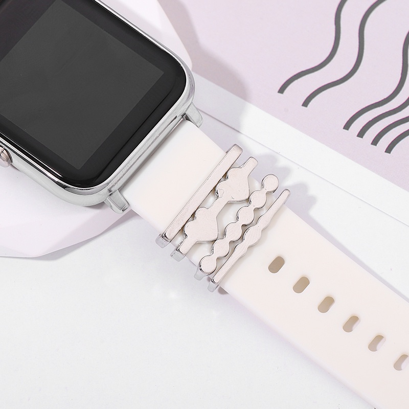 Bộ Phụ Kiện Làm Vòng Tay/Dây Đồng Hồ/Vòng Tay Bằng Silicone Phối Kim Loại Hình Trái Tim