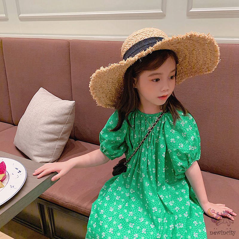 Đầm bé gái tay phồng in hoa đáng yêu