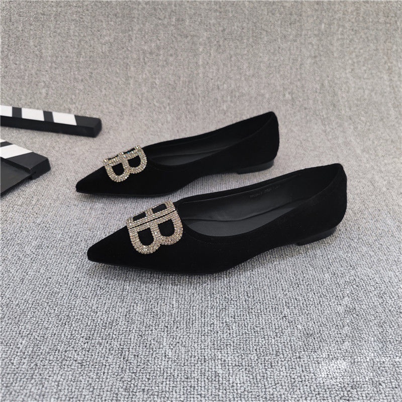 Giày Búp Bê Mũi Nhọn Đế Mềm Đính Đá Trang Trí Sang Trọng Dễ Phối Đồ Thời Trang 2024 Phong Cách Công Sở Size 33-4