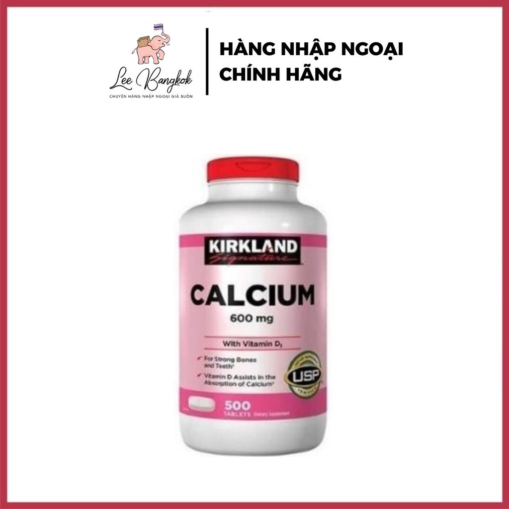 Viên Uống Bổ Sung Canxi Kirkland Calcium 600mg Vitamin D3 500 Viên - Hàng Chính Hãng