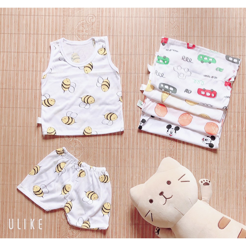 Coton Co Giãn- Sét 5 bộ đồ ba lỗ trẻ em- quần áo sát nách bé gái/bé trai