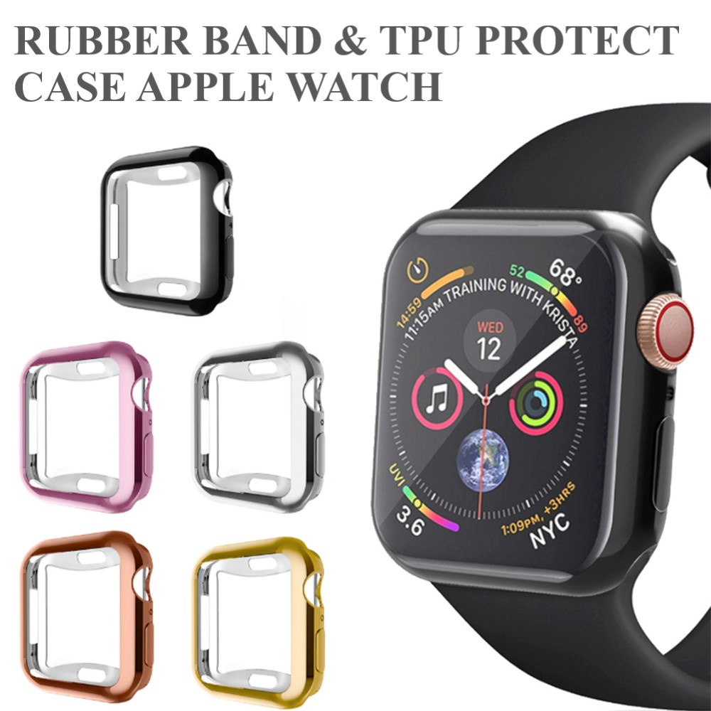 Dây Cao Su Apple Watch &amp; Ốp TPU Bảo Vệ Màn Hình Apple Watch Series 7/6/5/SE/4/3/2/1 Size 38-40-41-42-44-45mm