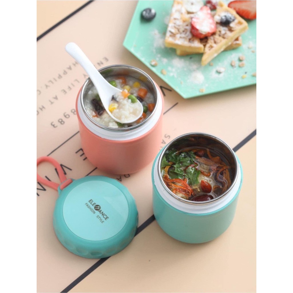 [Hàng Loại 1] Bình Ủ Cháo Có Quai Ruột Inox An Toàn Cho Bé Dung Tích 430ml