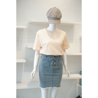 [Ảnh thật] Áo Thun Sọc Cotton 41 Hồng Vàng