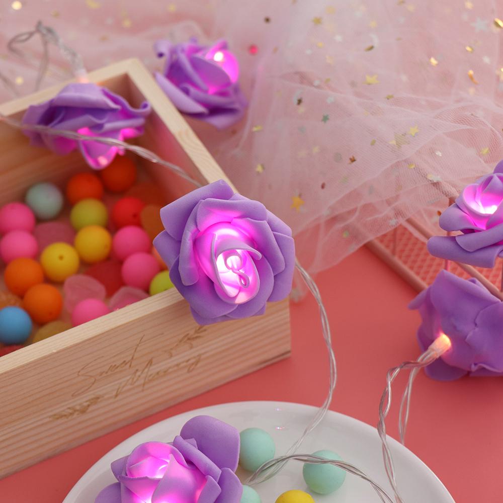Dây Đèn Led 10 / 20 Bóng Hình Hoa Hồng Trang Trí Tiệc Cưới / Giáng Sinh