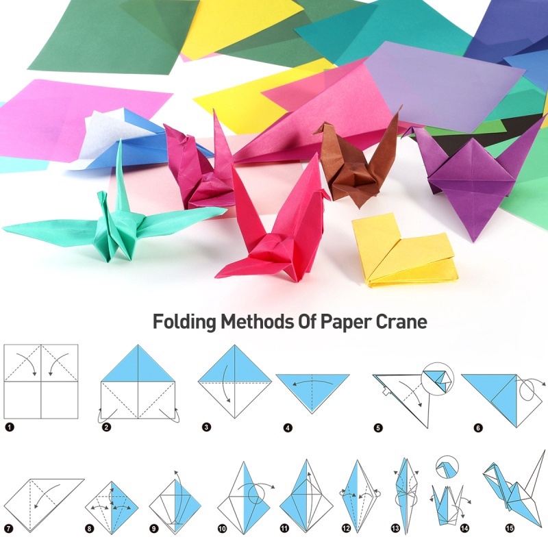 Set 50 Tấm Giấy Vuông Nhiều Màu Sắc Dùng Để Làm Đồ Thủ Công Cho Bé