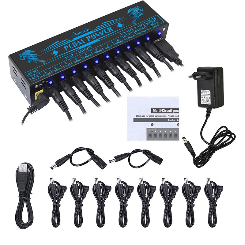 Bộ Cung Cấp Nguồn 10 Cổng Sạc DC Đầu Ra DC Cho Phơ Đàn Guitar 9V / 12V / 18V