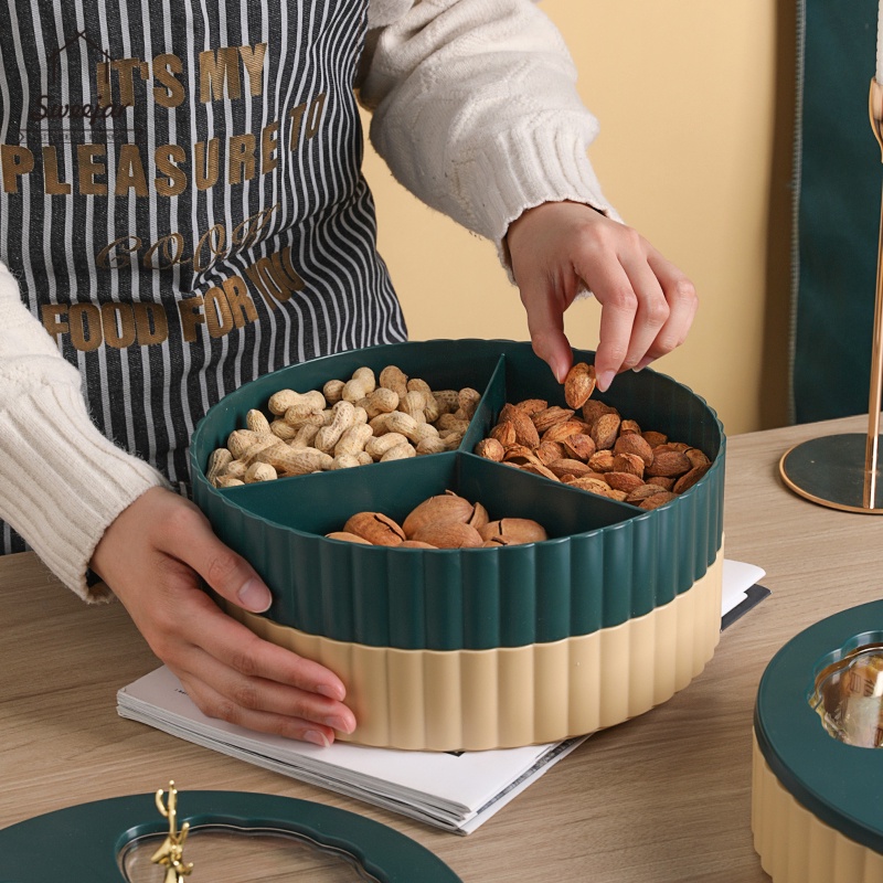 SWEEJAR Khay đựng trái cây khô  3 ngăn có nắp bằng nhựa PP phong cách Bắc Âu