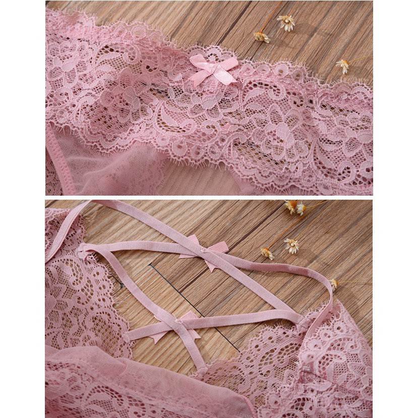 [Mã 12FASHIONSALE1 giảm 10K đơn 50K] Quần lót ren nữ Pink Play phối dây nơ sexy | BigBuy360 - bigbuy360.vn