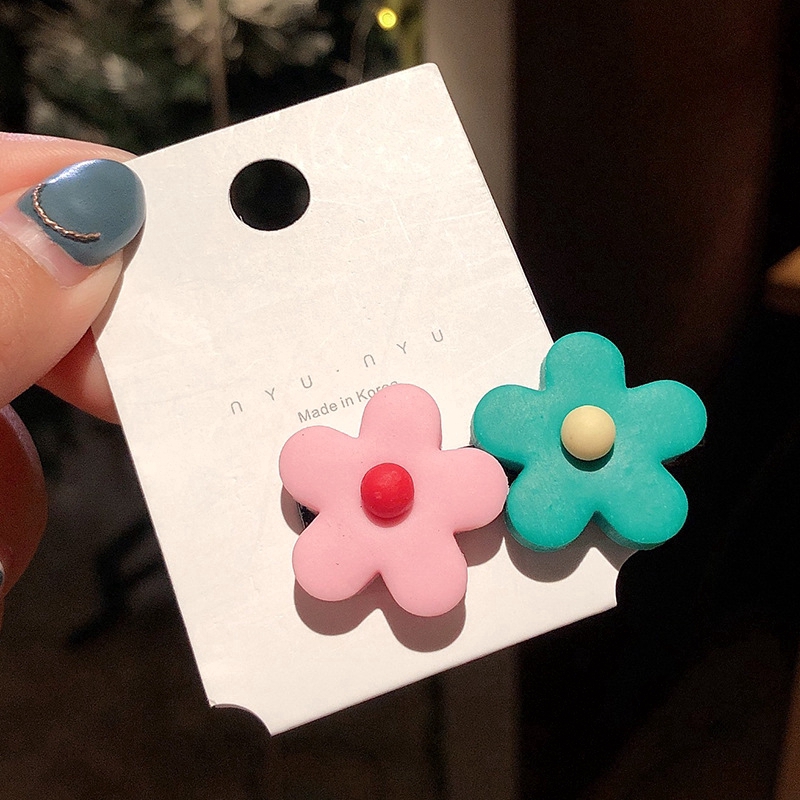 Kẹp tóc hình bông hoa đôi màu kẹo xinh xắn thời trang Hàn Quốc