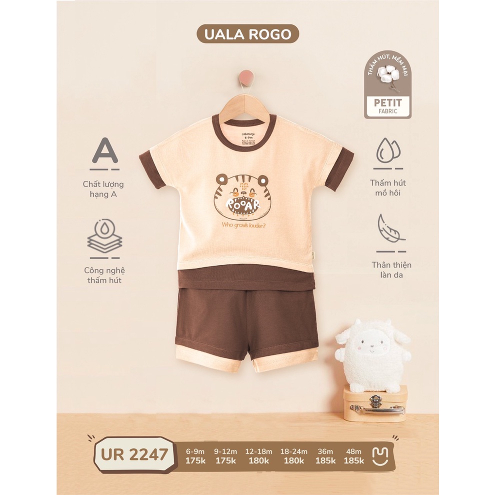 [CHÍNH HÃNG] Bộ cộc tay cài vai petit mặt hổ Roar trẻ em UR2247 Uala Rogo