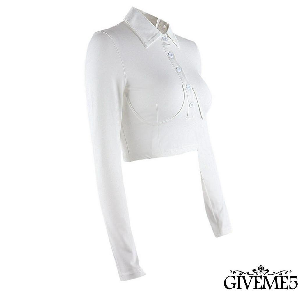 Áo lửng kiểu sơ mi dài tay màu trơn dành cho nữ