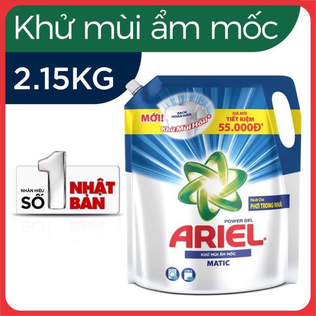 Nước giặt Ariel Matic khử mùi ẩm mốc túi 2.15kg