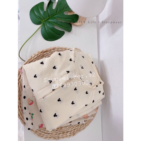 BỘ PIJAMA CHẤT ĐŨI NHĂN HÀN HOẠ TIẾT - BỘ MẶC NHÀ HOẠ TIẾT CHẤT XÔ MUSLIN SIÊU XINH | BigBuy360 - bigbuy360.vn