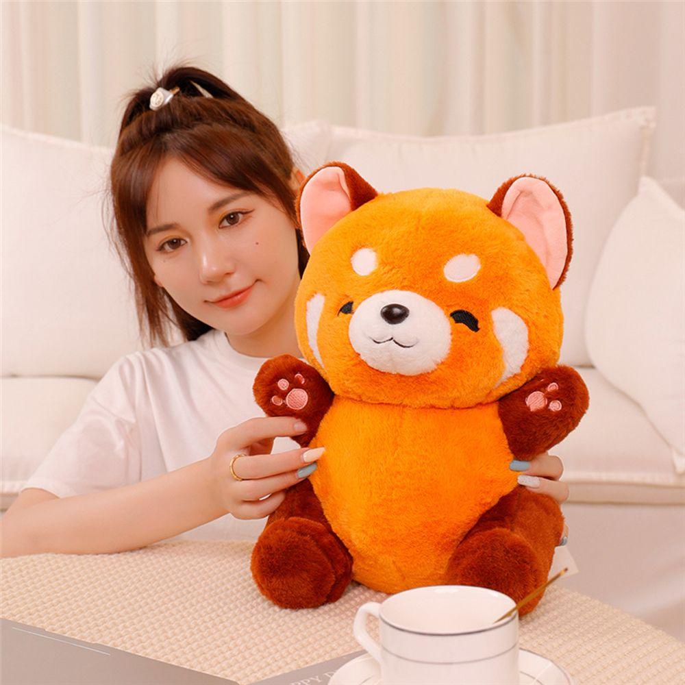 Mocho1 Thú Nhồi Bông Màu Đỏ Hình Gấu Trúc Hoạt Hình Trang Trí Phòng Ngủ
