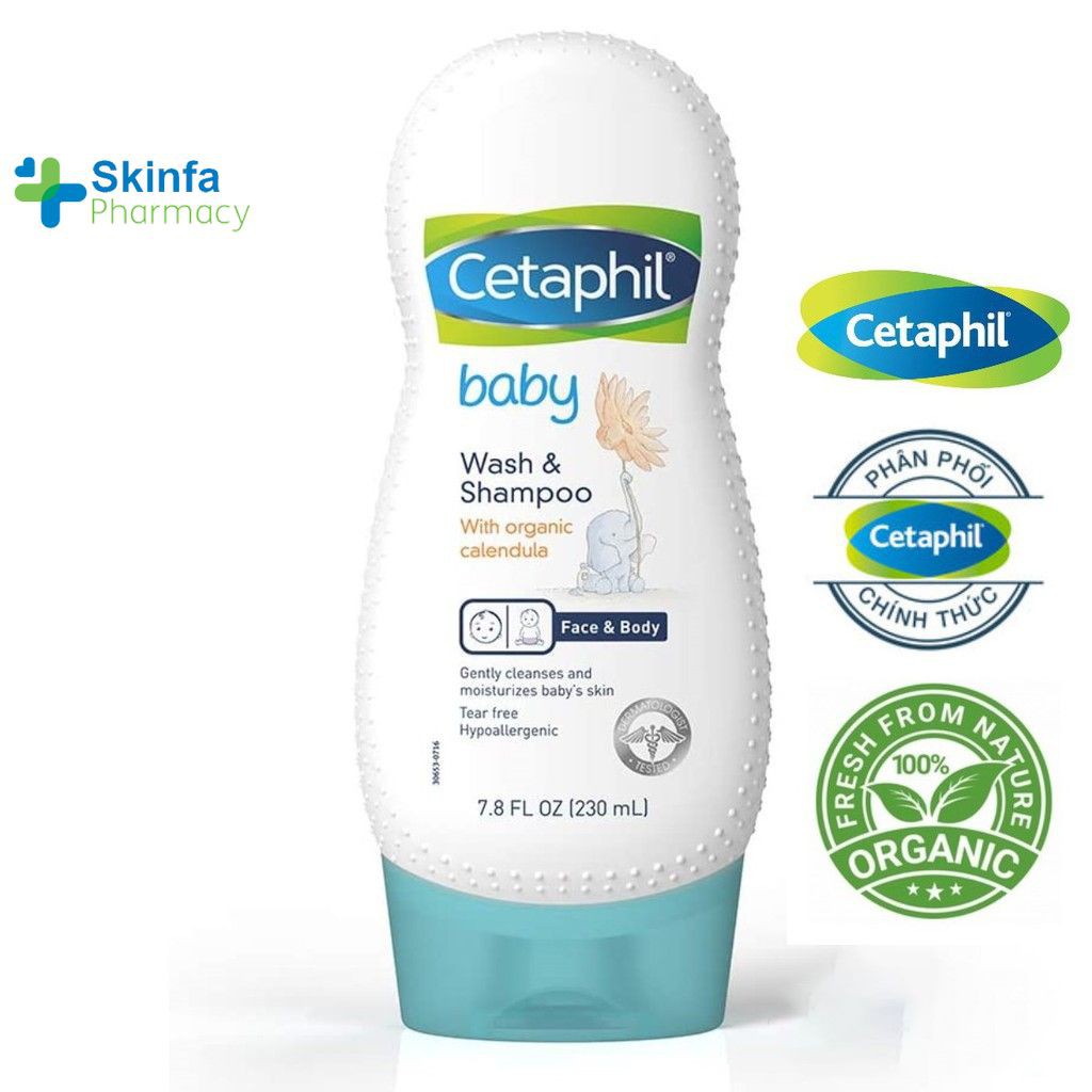 Sữa Tắm Gội Cho Bé Cetaphil Baby Wash &amp; Shampoo With Organic Calendula 230ml - 400ml - Skinfa.