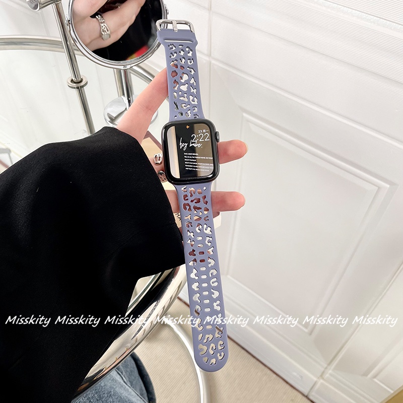 Dây Silicone HọA TiếT Da BáO Cho ĐồNg Hồ IWatch 7 6 5 4 3 2 1 SE 41mm 45mm 44 Mm 40mm