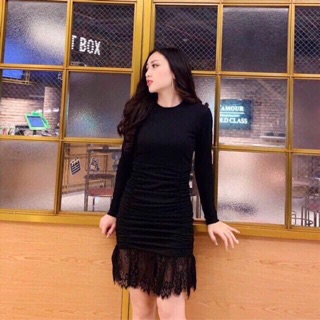 Váy chun eo phối ren sang chảnh