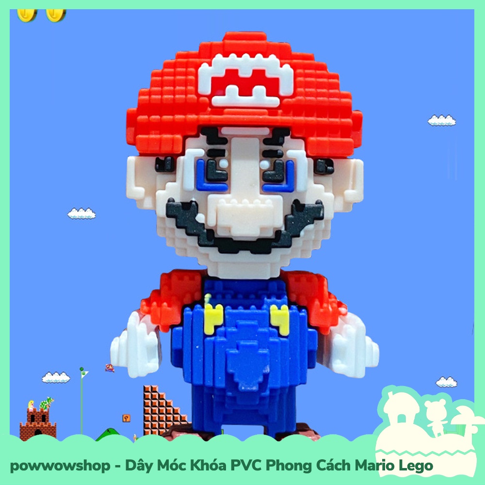 [Sẵn VN - Hỏa Tốc] Dây Móc Khóa PVC Kiểu Dáng Nhân Vật Game Super Mario Phong Cách Lego