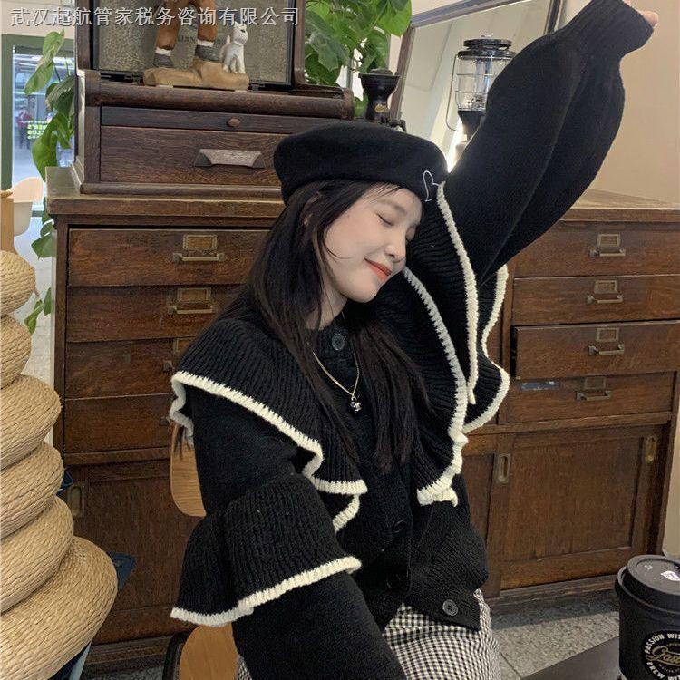 Áo Sweater Dệt Kim Phối Bèo Phong Cách Hàn Quốc Nhật Bản Thời Trang Thu Đông Mới Cho Nữ