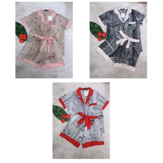 Bộ Pijama cộc tay lụa cao cấp vân gỗ phối màu cao cấp 40-65kg
