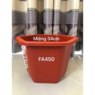{ 5 Cái } Chậu Nhựa Lục Giác FA450 Trồng Cây Đỏ Gạch Dày Dặn