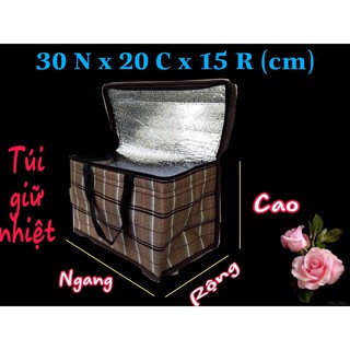 [hỏa tốc] Túi giữ nhiệt lớn Ngang 30 x Cao 20 x Rộng 15 (cm), vải bố dầy, hình hộp ngang, nặng 350gr