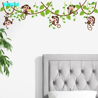 Miếng Dán Tường Vinyl Hình Con Khỉ Trong Rừng, Dễ Chùi Rửa