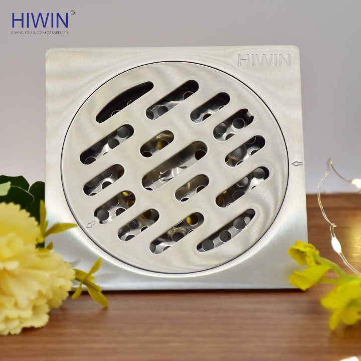 Phễu ga thoát sàn ngăn mùi hôi inox ngõng lò xo kích thước 100x100mm HIWIN FD-9310