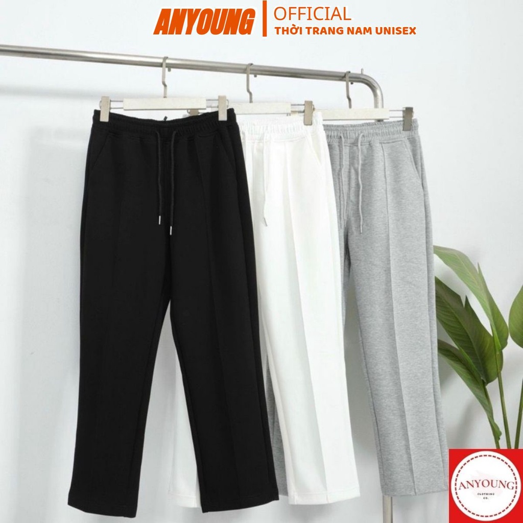 Quần Nỉ Nam ANYOUNG Quần ống rộng nam nữ chất liệu nỉ da cá đep - quần dáng suông unisex QN531