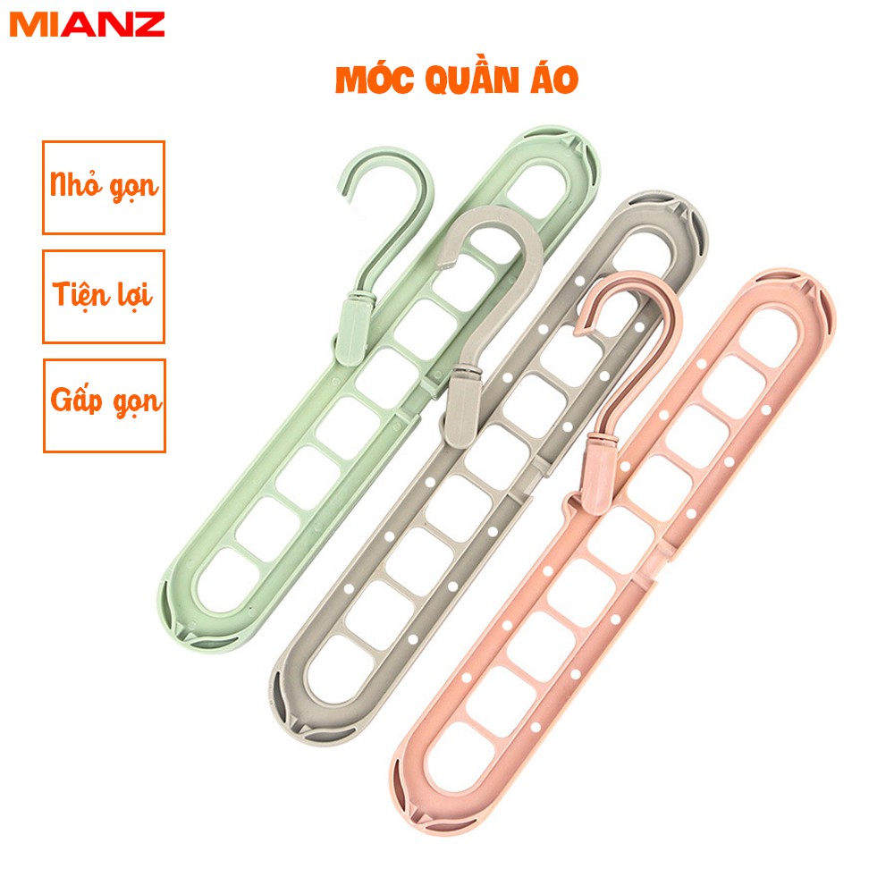 Móc treo quần áo 9 lỗ tiết kiệm diện tích - 2 chiều, xoay 360 - MIANZ STORE