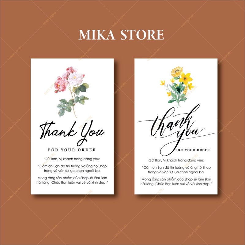 Combo 100 Card Thank You, Cảd Cảm ơn Khách hàng in 1 Mặt, Thiệp Cảm Ơn
