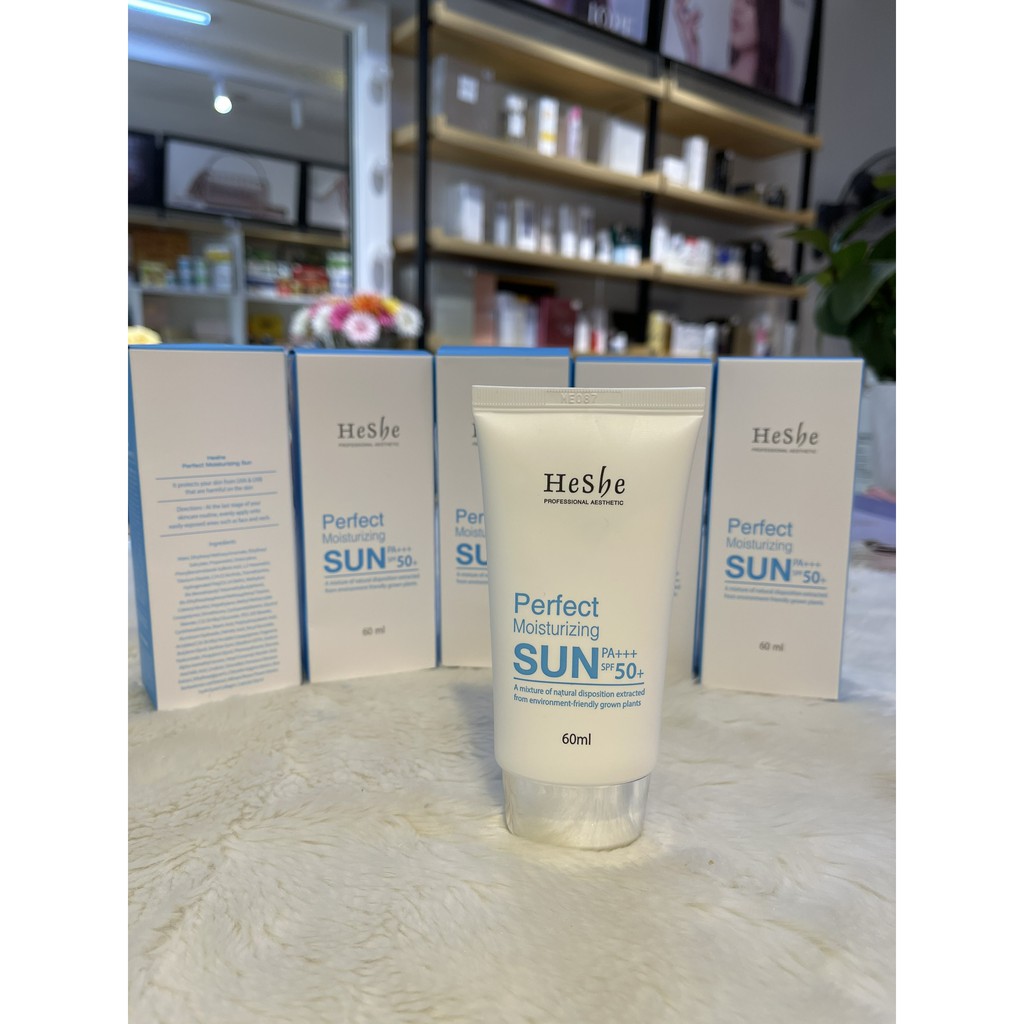 Kem chống nắng vật lý cho da treatment thấm nhanh Heshe Moisturizing Sun SPF 50++/PA+++