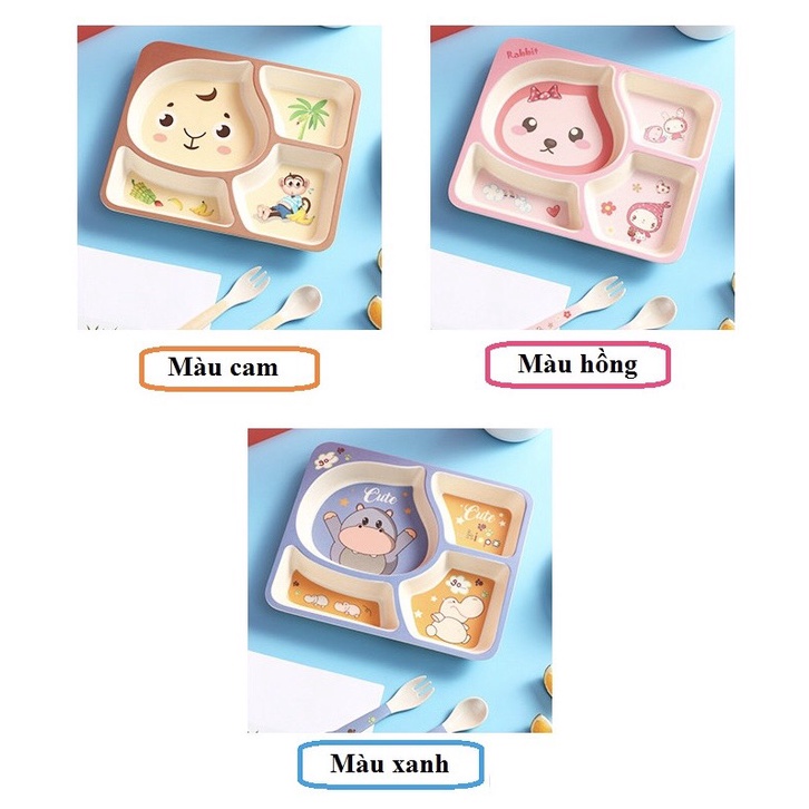 Set Ăn Dặm 6 Món Làm Từ Sợi Tre An Toàn Cho Bé, Khay Ăn Dạm Ngộ Nghĩnh