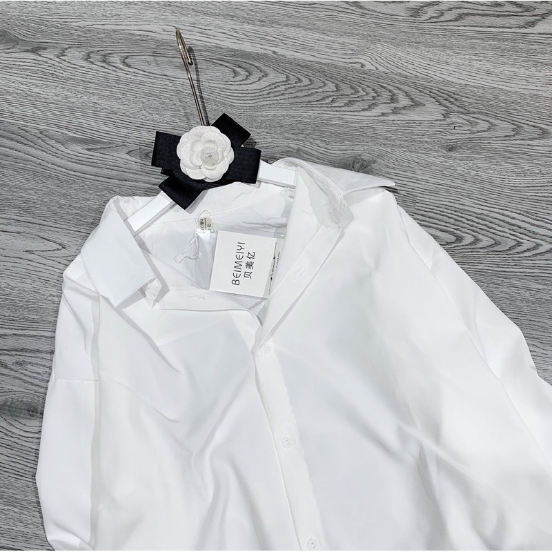 Áo sơ mi nữ trắng dài tay chất lụa hàn tay dài form rộng đuôi tôm  - Áo sơ mi cộc tay chất đũi cổ vest | BigBuy360 - bigbuy360.vn